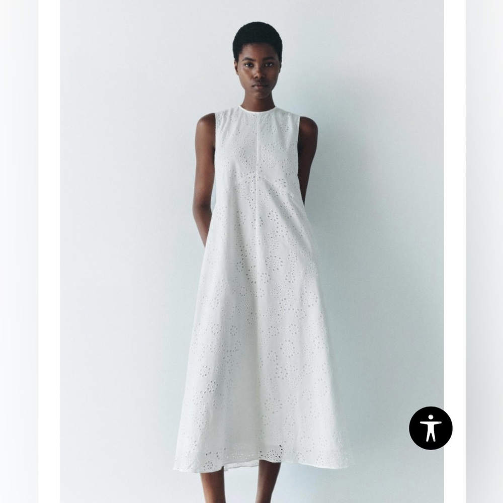 Zara NWT ZW Collection embroidery white dress 8571/115